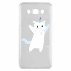 Чехол для Samsung J7 2016 White cheerful cat - PrintSalon