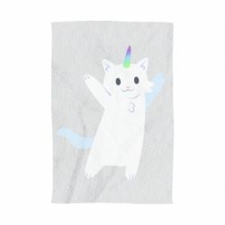 Полотенце с принтом White cheerful cat - PrintSalon