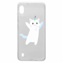 Чехол для Samsung A10 White cheerful cat - PrintSalon