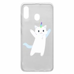 Чехол для Samsung A20 White cheerful cat