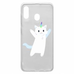 Чехол для Samsung A30 White cheerful cat - PrintSalon