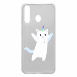 Чехол для Samsung A60 White cheerful cat - PrintSalon