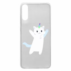 Чехол для Samsung A70 White cheerful cat - PrintSalon