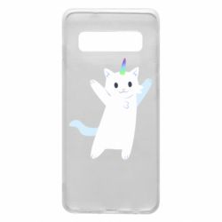 Чехол для Samsung S10 White cheerful cat - PrintSalon