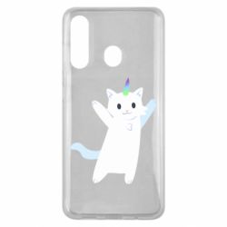 Чехол для Samsung M40 White cheerful cat - PrintSalon