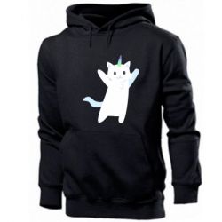 Мужское худи White cheerful cat - PrintSalon