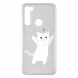 Чехол для Xiaomi Redmi Note 8 White cheerful cat - PrintSalon