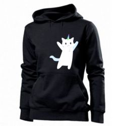 Женское худи White cheerful cat - PrintSalon