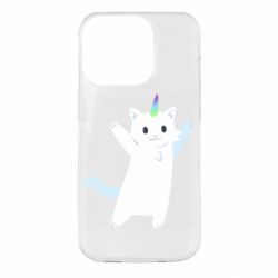 Чехол для iPhone 14 Pro White cheerful cat - PrintSalon