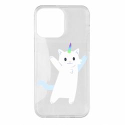 Чехол для iPhone 14 Pro Max White cheerful cat - PrintSalon