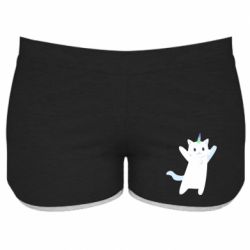 Женские шорты White cheerful cat - PrintSalon
