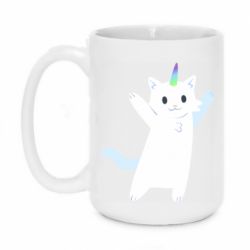 Чашка 420ml White cheerful cat - PrintSalon