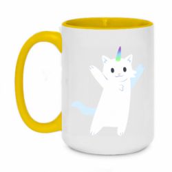 Чашка двухцветная 420ml White cheerful cat - PrintSalon