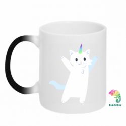 Чашка-хамелеон White cheerful cat - PrintSalon