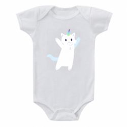 Детский бодик White cheerful cat - PrintSalon