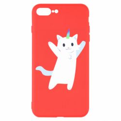 Чехол для iPhone 7 Plus White cheerful cat - PrintSalon