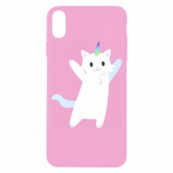 Чехол для iPhone X/Xs White cheerful cat - PrintSalon