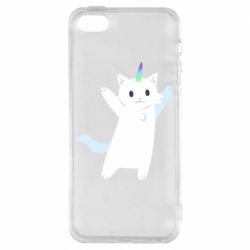 Чехол для iPhone5/5S/SE White cheerful cat - PrintSalon
