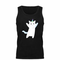 Мужская майка White cheerful cat - PrintSalon