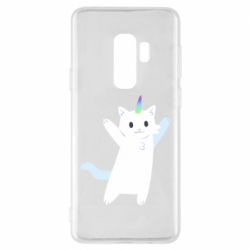 Чехол для Samsung S9+ White cheerful cat - PrintSalon
