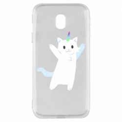 Чехол для Samsung J3 2017 White cheerful cat - PrintSalon