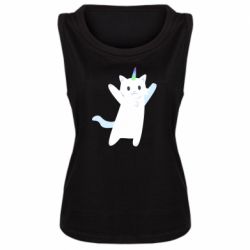 Женская майка White cheerful cat - PrintSalon