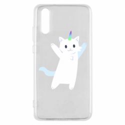 Чехол для Huawei P20 White cheerful cat - PrintSalon