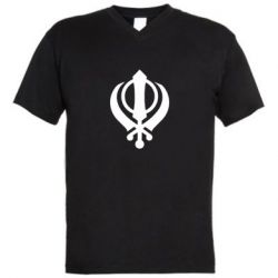 Мужская футболка  с V-образным вырезом White Khanda - PrintSalon