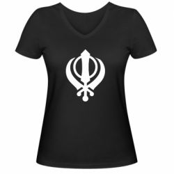 Женская футболка с V-образным вырезом White Khanda - PrintSalon