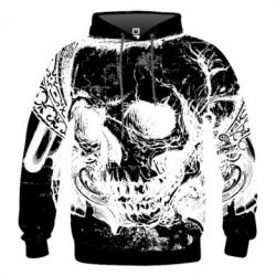 Чоловіче 3D худі White Skull - PrintSalon