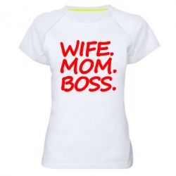 Женская футболка для спорта Wife mom boss - PrintSalon