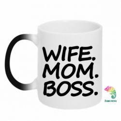 Чашка-хамелеон Wife mom boss - PrintSalon