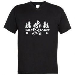 Чоловіча футболка з V-подібним вирізом Wild camp - PrintSalon