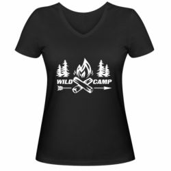 Жіноча футболка з V-подібним вирізом Wild camp - PrintSalon