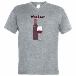 Чоловіча футболка з V-подібним вирізом Wine lover - PrintSalon