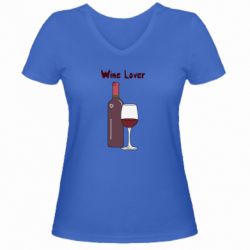 Жіноча футболка з V-подібним вирізом Wine lover - PrintSalon