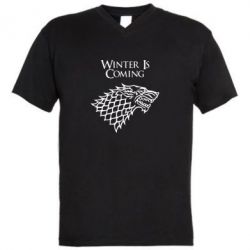 Мужская футболка  с V-образным вырезом Winter is coming (Игра престолов) - PrintSalon