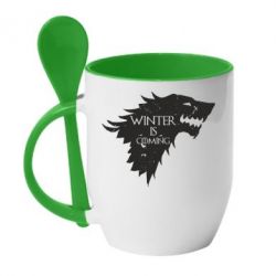 Чашка с ложкой Winter is coming soon - PrintSalon