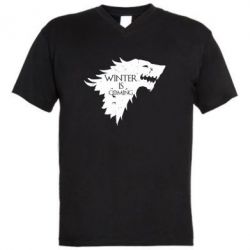 Мужская футболка  с V-образным вырезом Winter is coming soon - PrintSalon