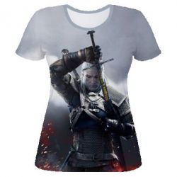 Женская футболка 3D Witcher with a sword - PrintSalon
