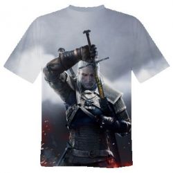 Мужская футболка 3D Witcher with a sword - PrintSalon