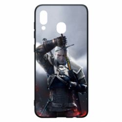 Чехол для Samsung A20 Witcher with a sword - PrintSalon