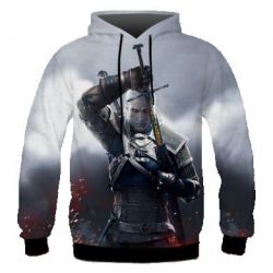 Мужское 3D худи Witcher with a sword - PrintSalon