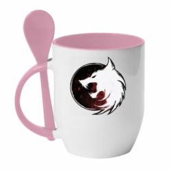 Чашка с ложкой Witcher wolf spray - PrintSalon
