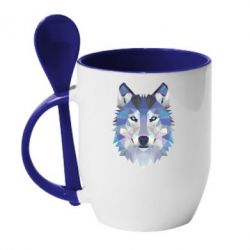 Чашка с ложкой Wolf is a vector - PrintSalon