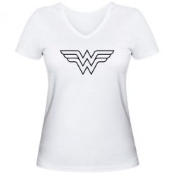 Женская футболка с V-образным вырезом Wonder Woman Logo - PrintSalon