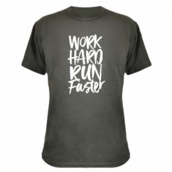 Камуфляжна футболка Work hard run faster - PrintSalon