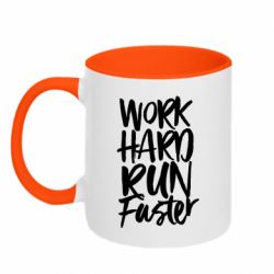 Чашка двокольорова Work hard run faster - PrintSalon