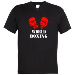 Мужская футболка  с V-образным вырезом World Boxing - PrintSalon