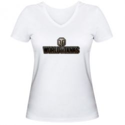 Жіноча футболка з V-подібним вирізом World Of Tanks Logo - PrintSalon